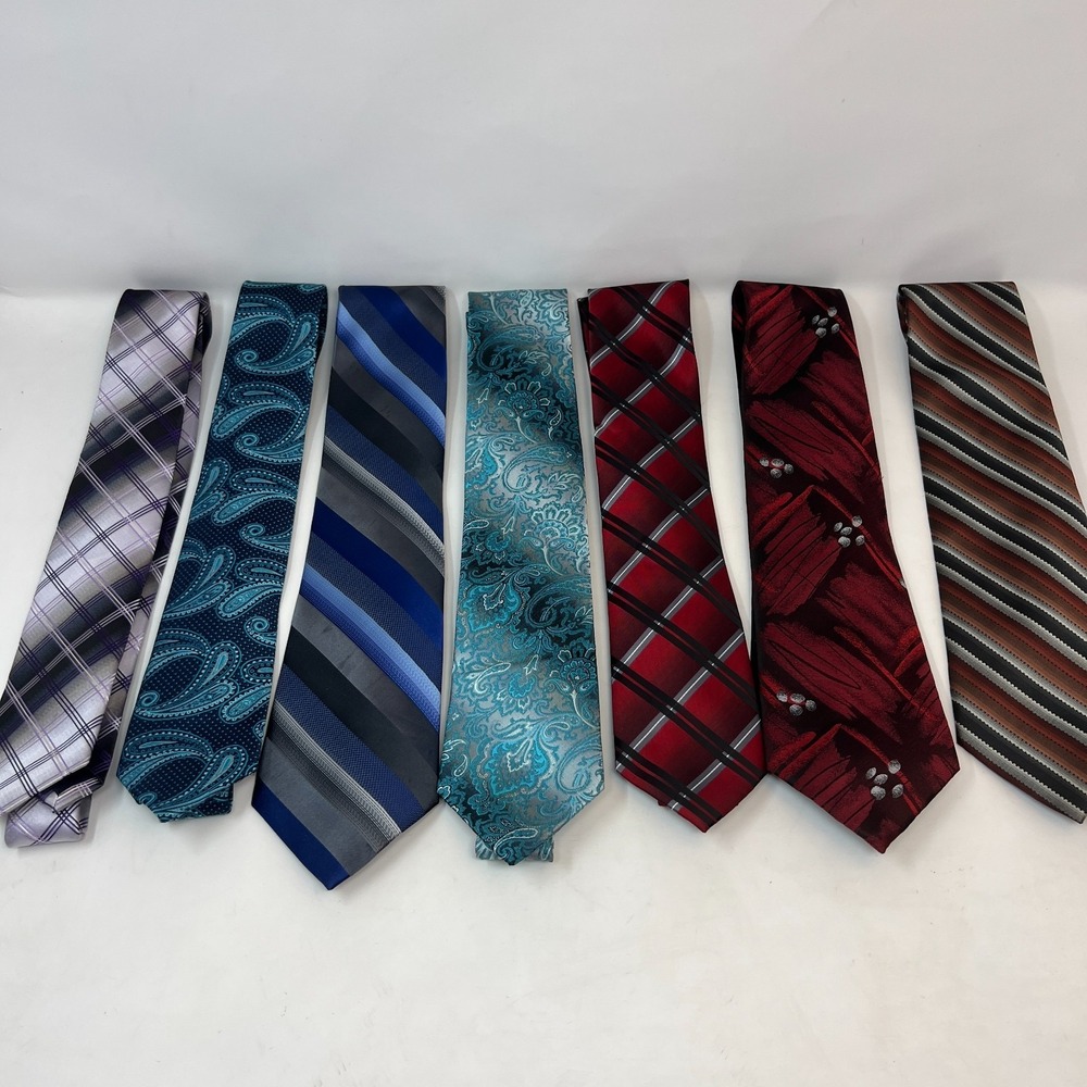 Pierre Cardin Set of 7‎ Men's Ties Lightweight Mulitcolor Plaid Striped Abstract
